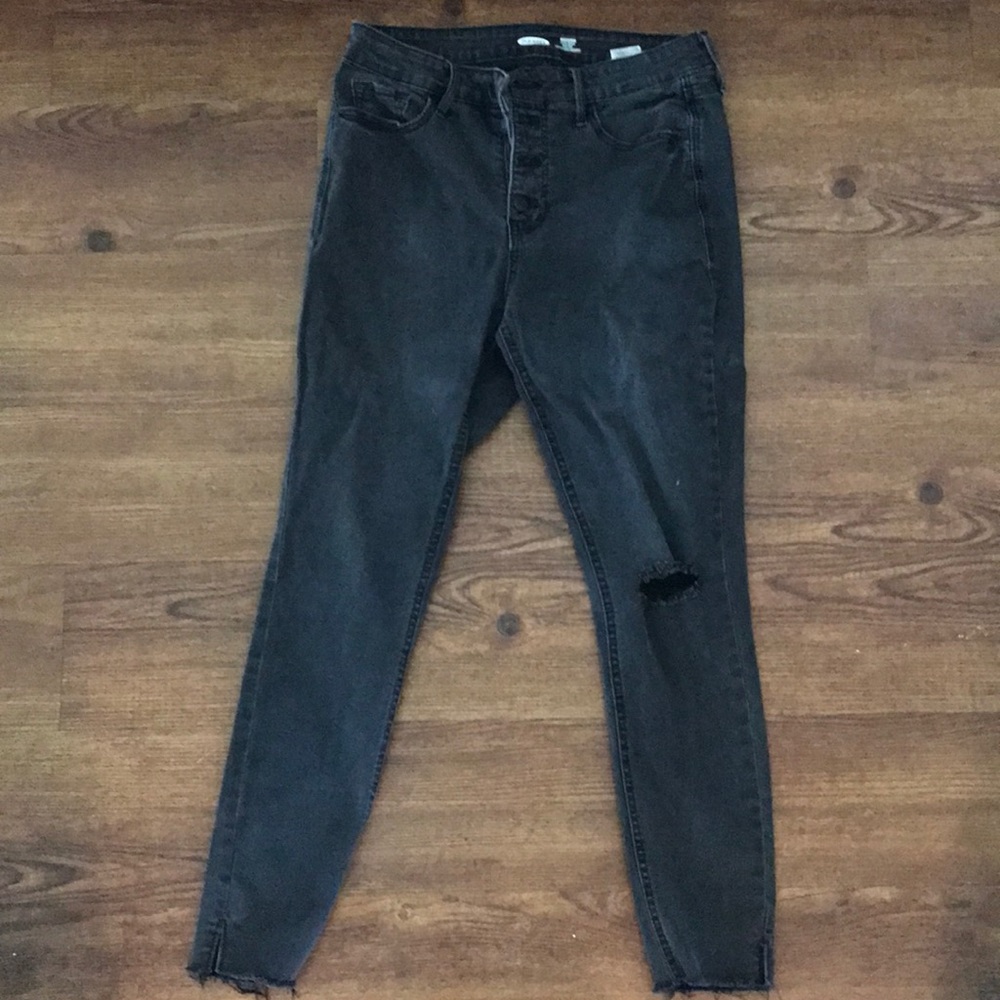 Washed black button fly old navy jeans